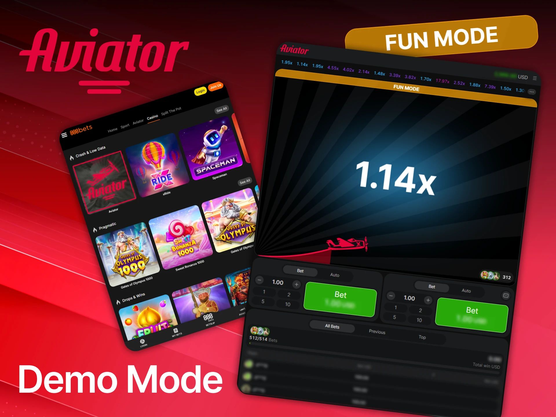Try the demo mode at 888bets for Aviator to practice the game risk-free.
