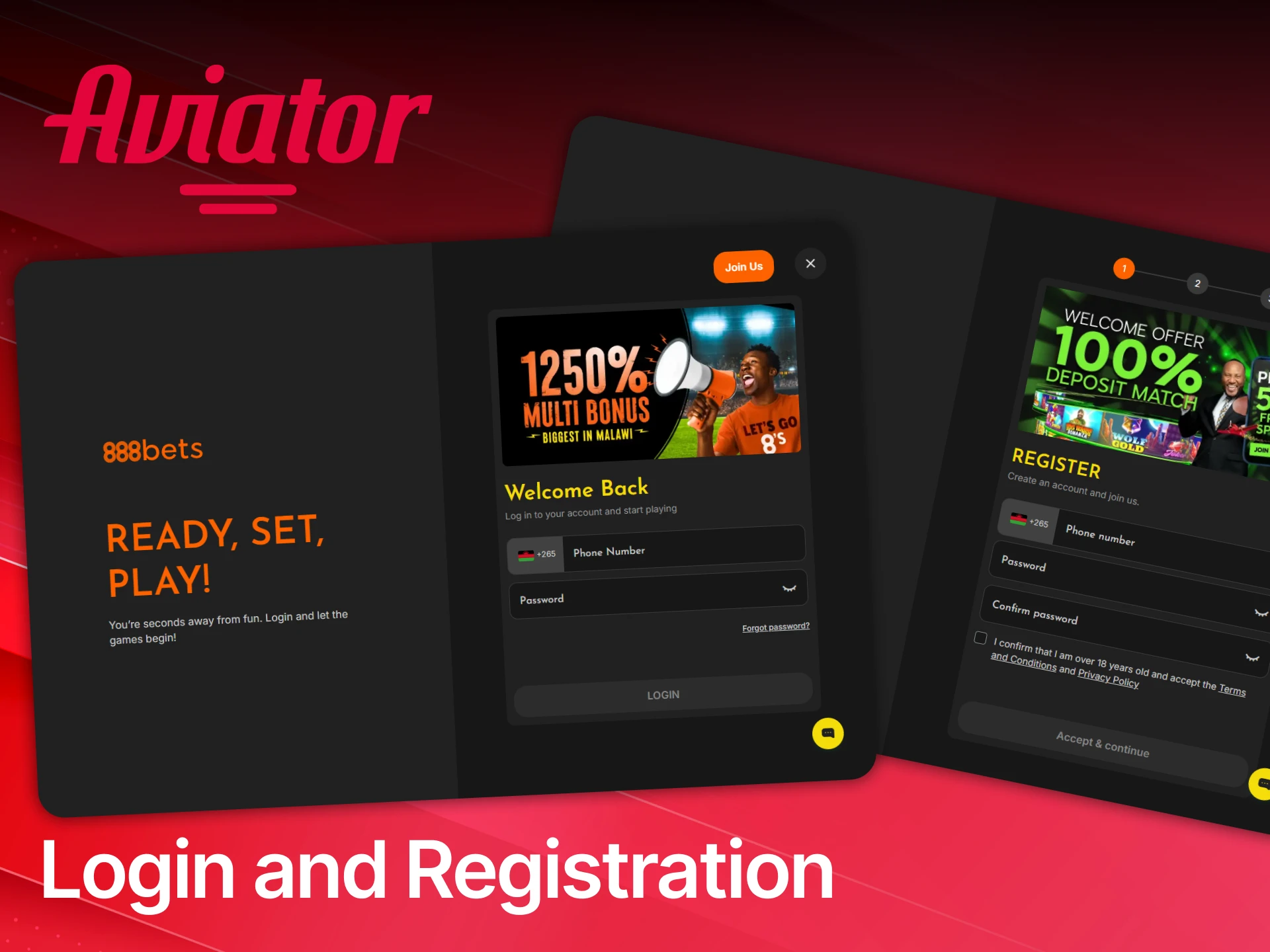 Follow the guide for 888bets login and registration to begin playing Aviator.