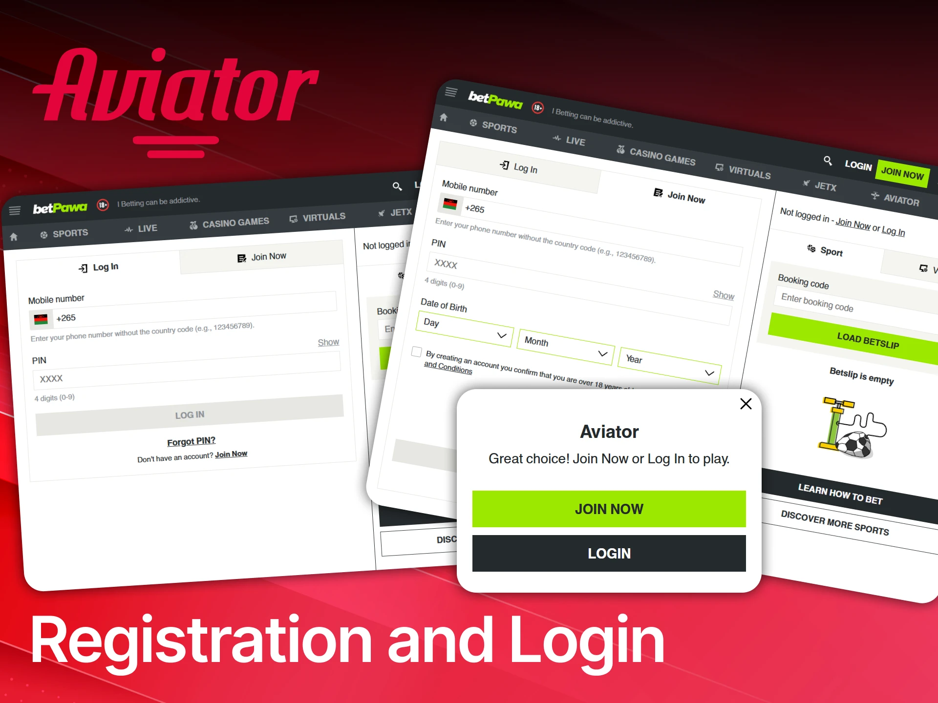 See the quick steps for Betpawa Aviator account registration and login in Malawi.