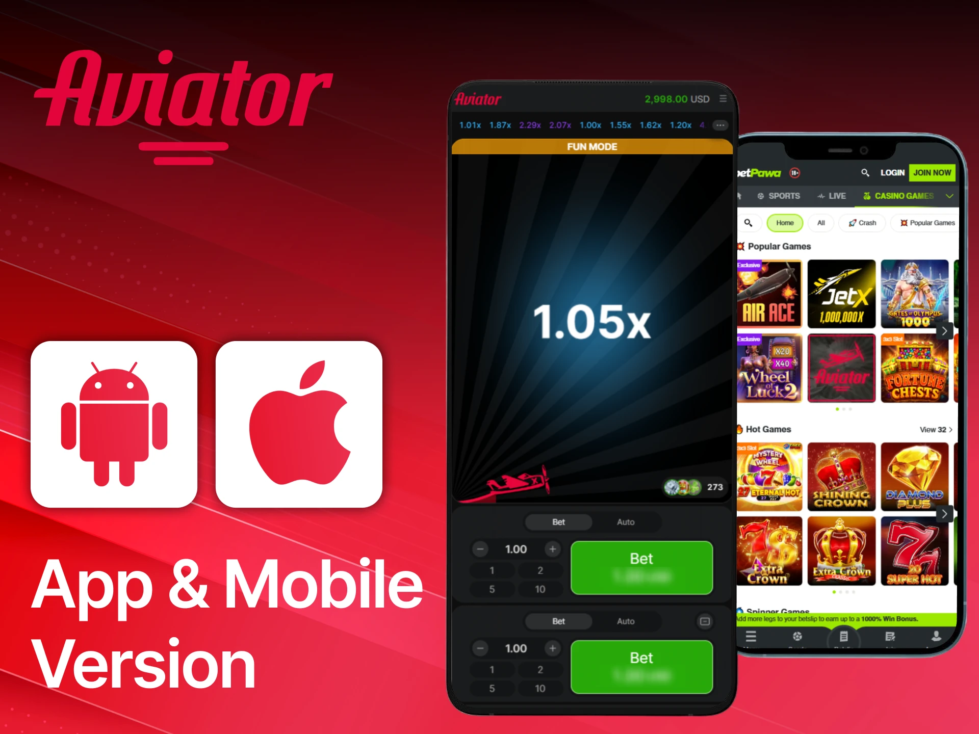 Download the mobile version to play Aviator easily on your phone.