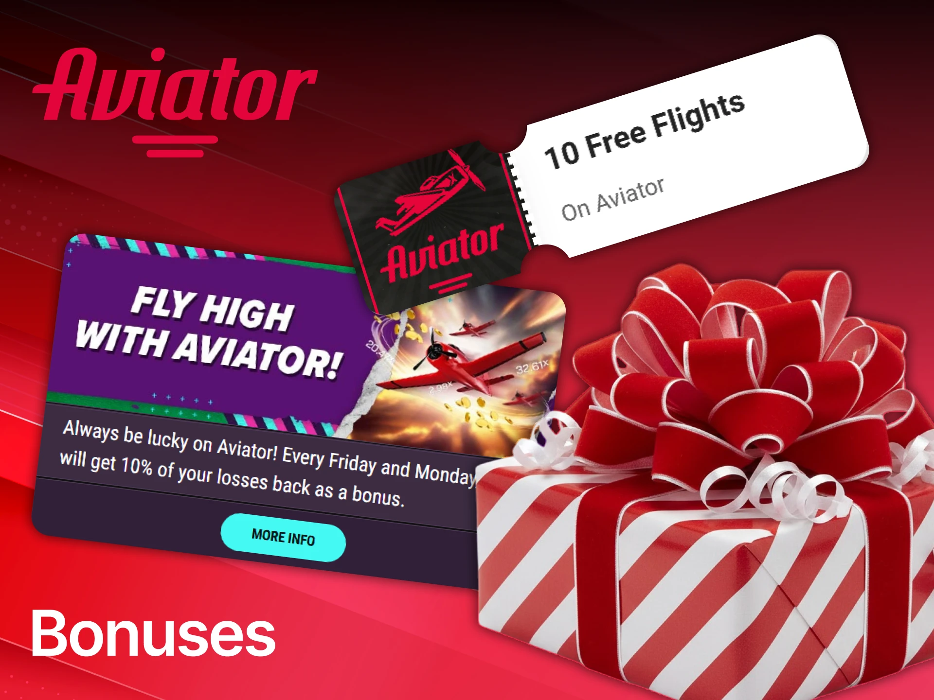 Claim the best bonuses to increase your funds for the Aviator game.