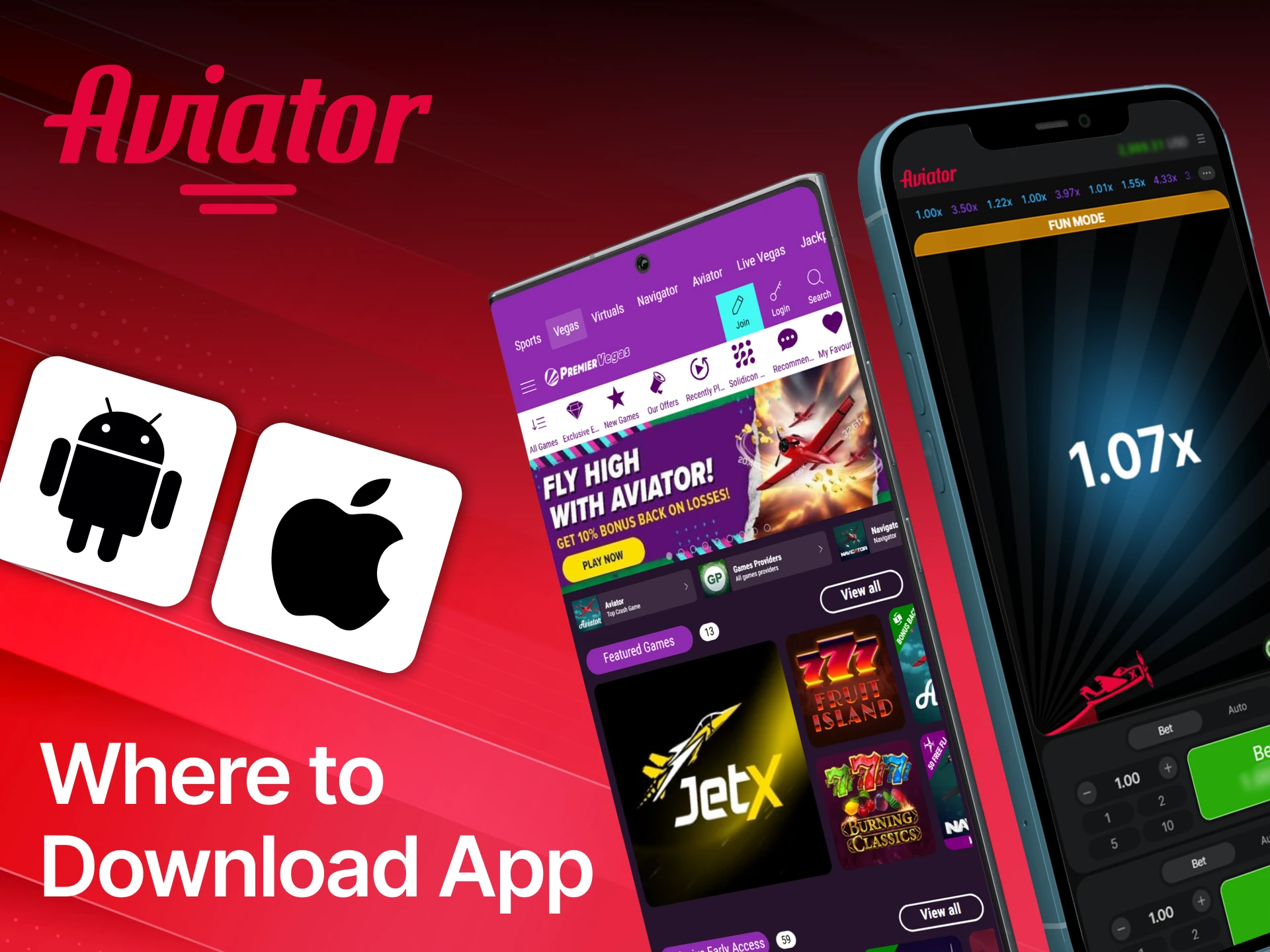 Locate where to download the Premier Bet mobile app and launch Aviator.