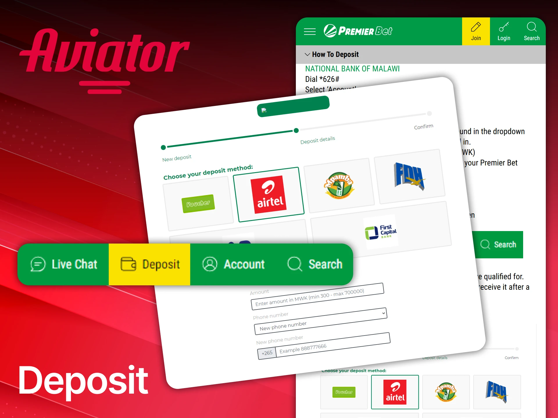 See the guide on how to fund your Premier Bet account in Malawi and play Aviator now.