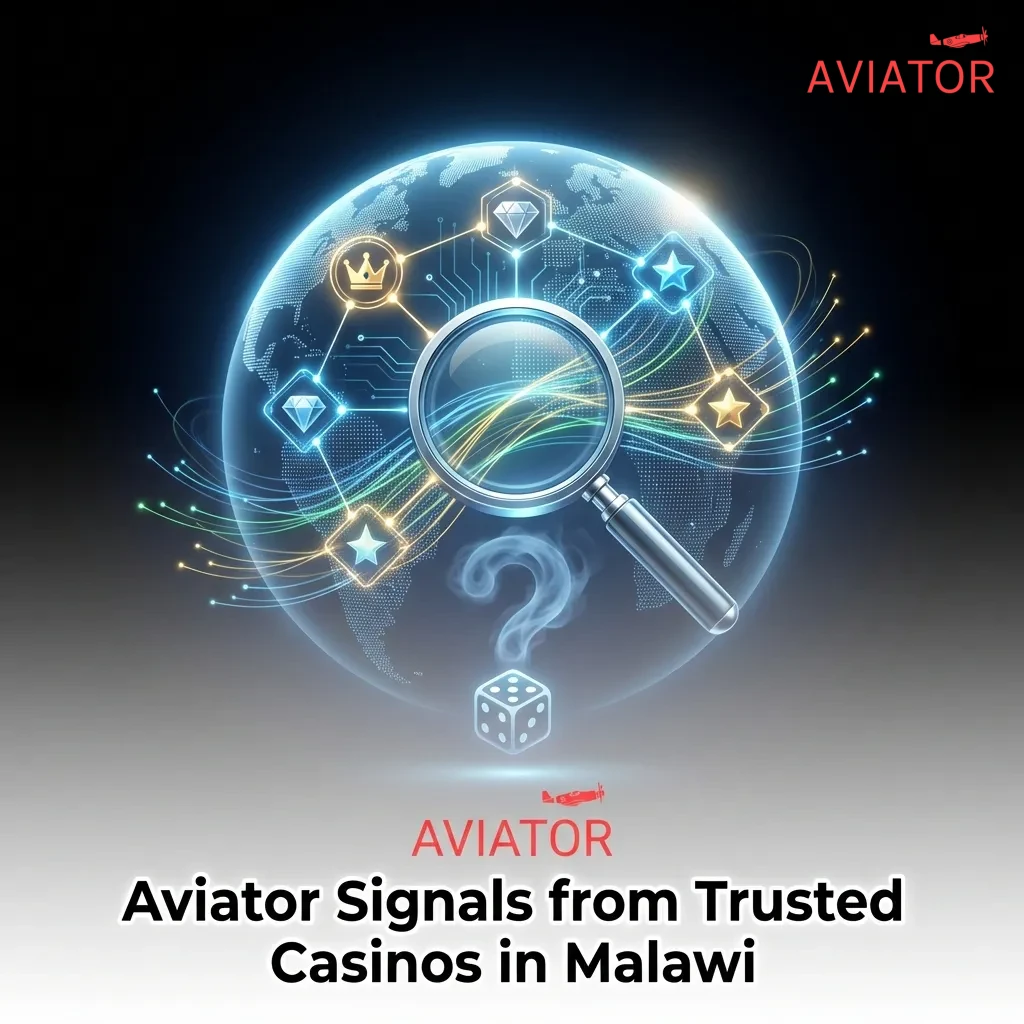 Aviator game interface showing trusted casino signal sources including BetWinner, 1win, and 1xBet platforms in Malawi