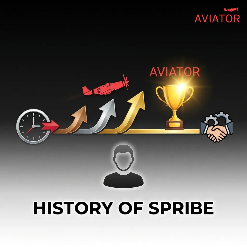 Spribe logo with timeline showing company milestones from 2018 launch to global casino integration and Aviator success