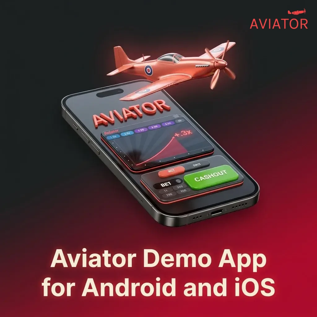 Aviator demo game interface displayed on Android and iOS mobile casino app screens