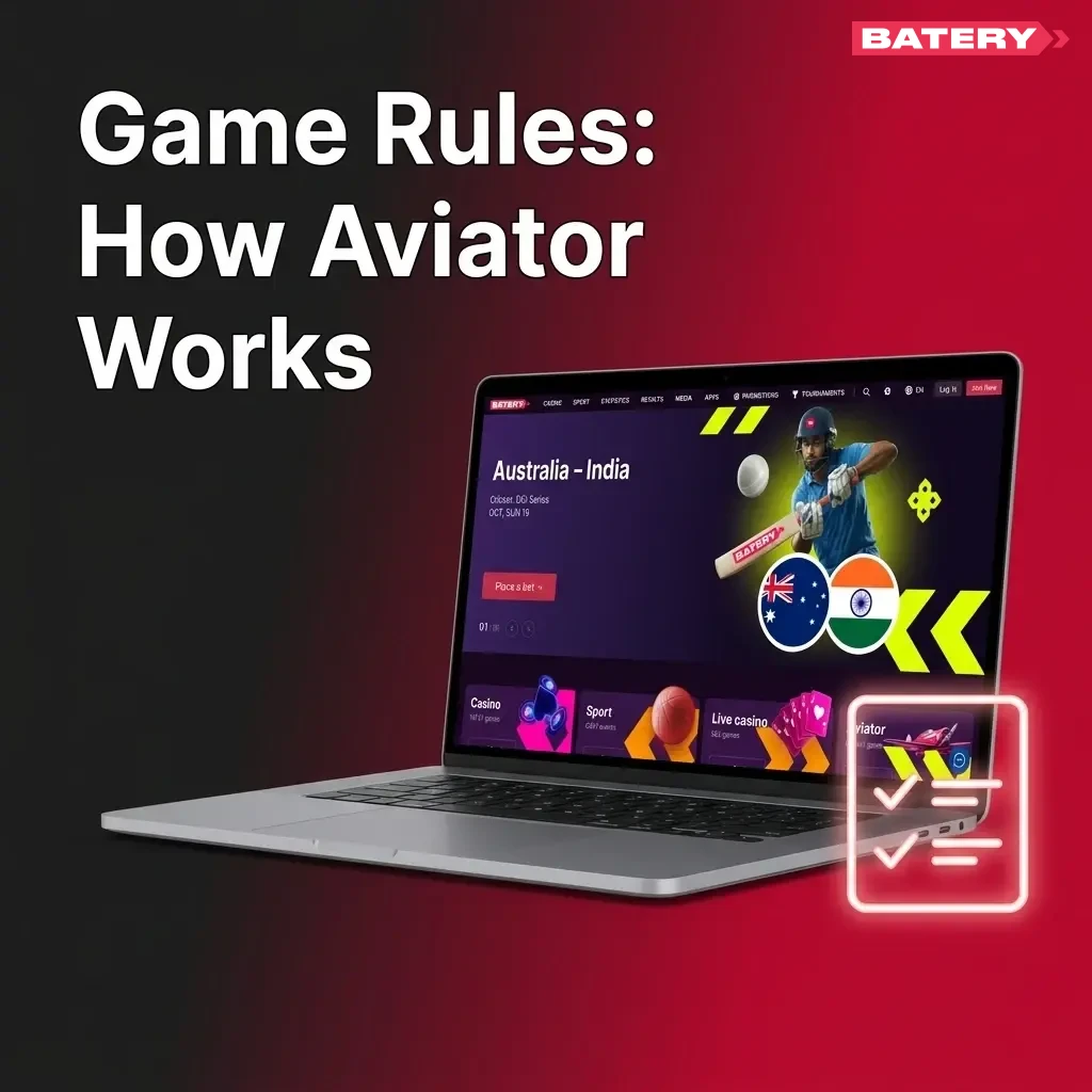 Aviator game rules showing rising multiplier plane mechanic with cash out button and bet options starting from ₹10