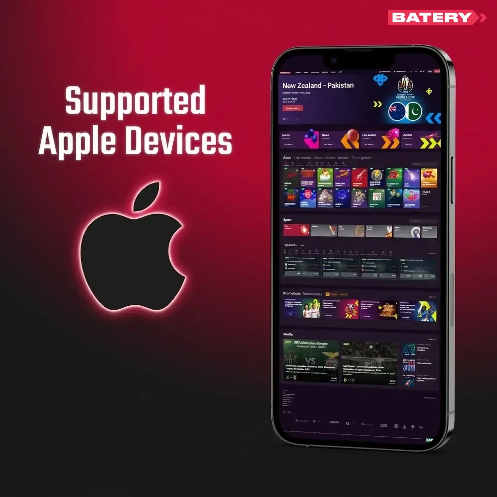 Supported Apple iPhones and iPads running iOS 12 or later compatible with Batery PWA, including iPhone SE to iPhone 15