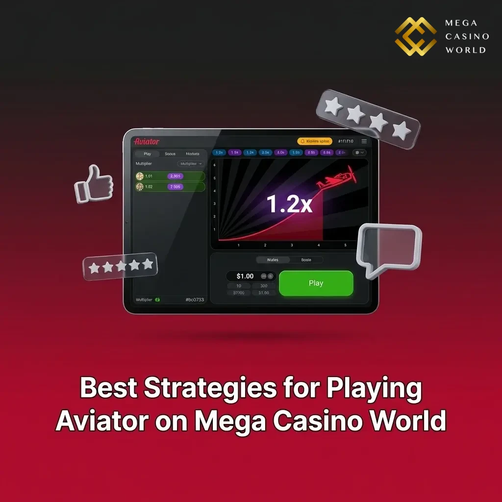 Aviator game strategies on Mega Casino World including low multiplier cashout and two-bet split tips