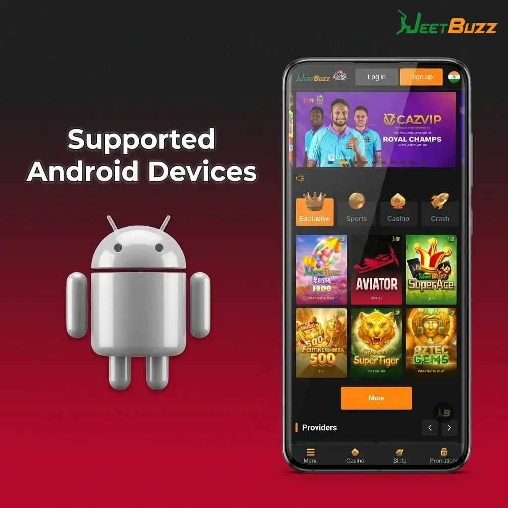 Supported Android devices for Jeetbuzz Aviator app across budget, mid-range, and flagship segments
