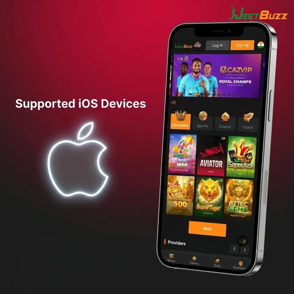 List of supported iOS devices for Jeetbuzz app including iPhone 11 to 15 Pro Max and iPad Air running iOS 12 or later