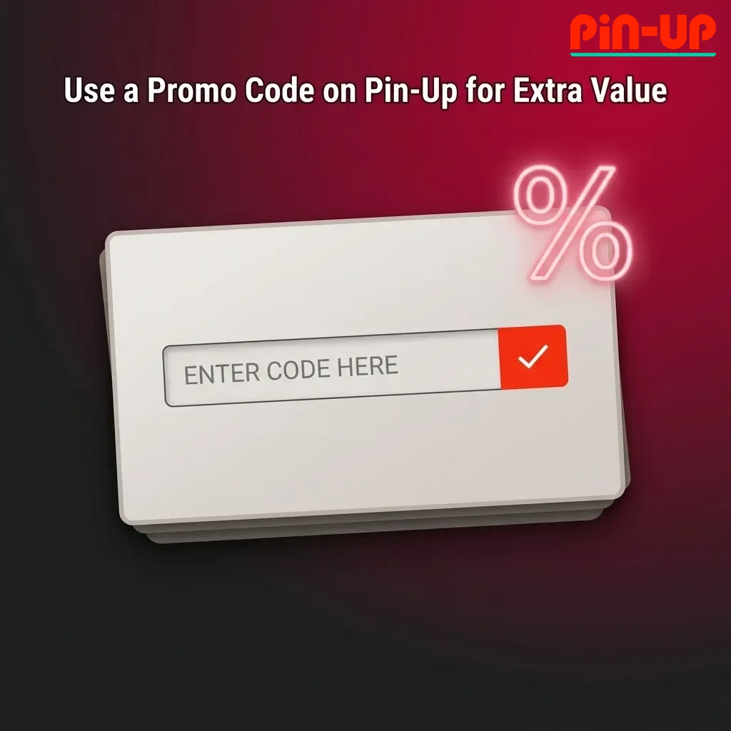 Pin-Up registration form showing promo code field with PINUPIN entered for extra bonus value